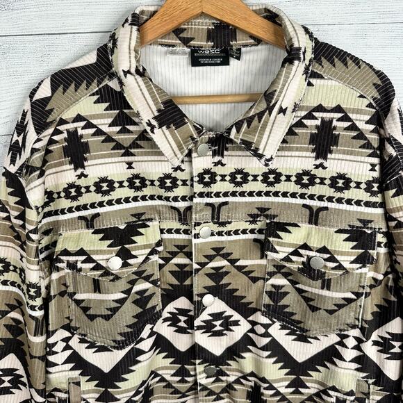Wesc Mens Size Medium Womens Large Corduroy Trucker Blanket Jacket Aztec Western - Picture 3 of 13
